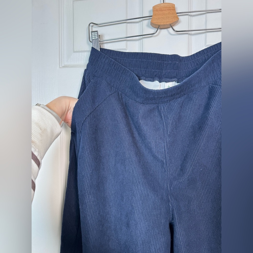 HALARA Navy Wide Leg Corduroy Pants High Rise Pockets Casual L - Picture 7 of 8